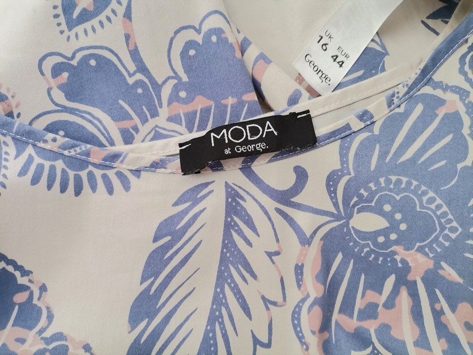 IMG_20230103_113735.jpg Moda at George Rozmiar 16 (44) Kolor Beżowy W łódkę Sukienka Prostokątna Krótki rękaw Midi Materiał Bawełna