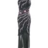 Yue LonDon Rozmiar 34/36 Kolor Czarny W serek Sukienka Bodycon Bezrękawnik Długa Materiał Jedwab 100%