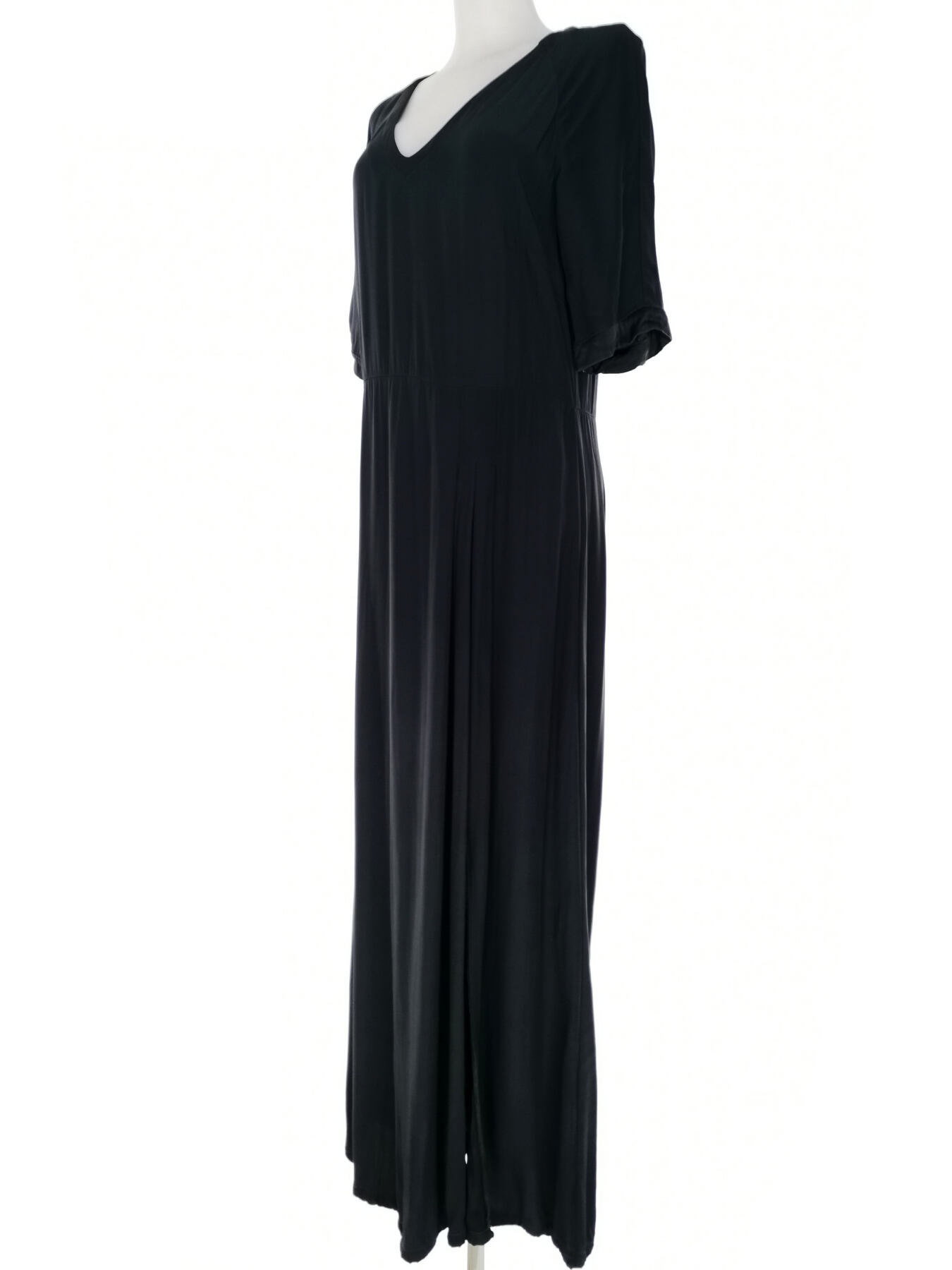 IMG_20230103_130018.jpg Ilse Jacobsen Rozmiar 40 Kolor Granatowy W serek Sukienka Maxi Rękaw 3/4 Długa Materiał Rayon 100%