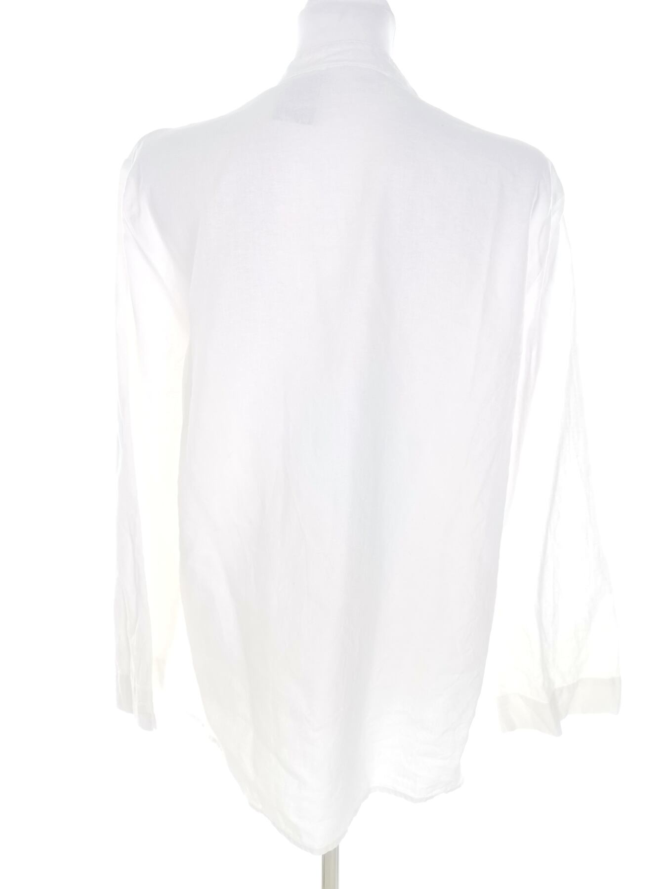 IMG_20230104_112100.jpg White Stag Rozmiar 12/14 (40/42) L Kolor Biały Split Crew Neck Bluzka Zapinana Rękaw 3/4 Materiał Len