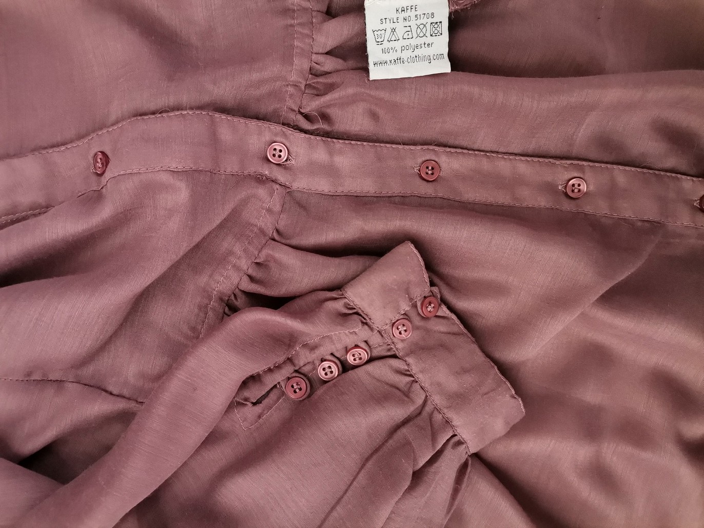 IMG_20230104_115009.jpg Kaffe Rozmiar 46/48 Kolor Fioletowy Split Crew Neck Tunika Zapinana Bluzka Długi rękaw