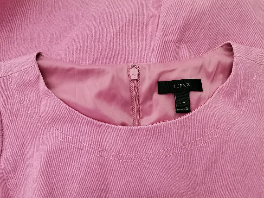 IMG_20230110_102605.jpg J.Crew Rozmiar 4 (36) Kolor Różowy Crew Neck Sukienka Sheath Krótki rękaw Midi Materiał Bawełna