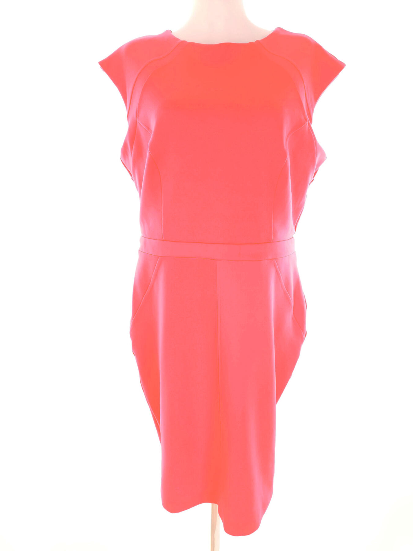 River island Rozmiar 18 (44) Kolor Różowy Okrągły dekolt Sukienka Bodycon Krótki rękaw Midi