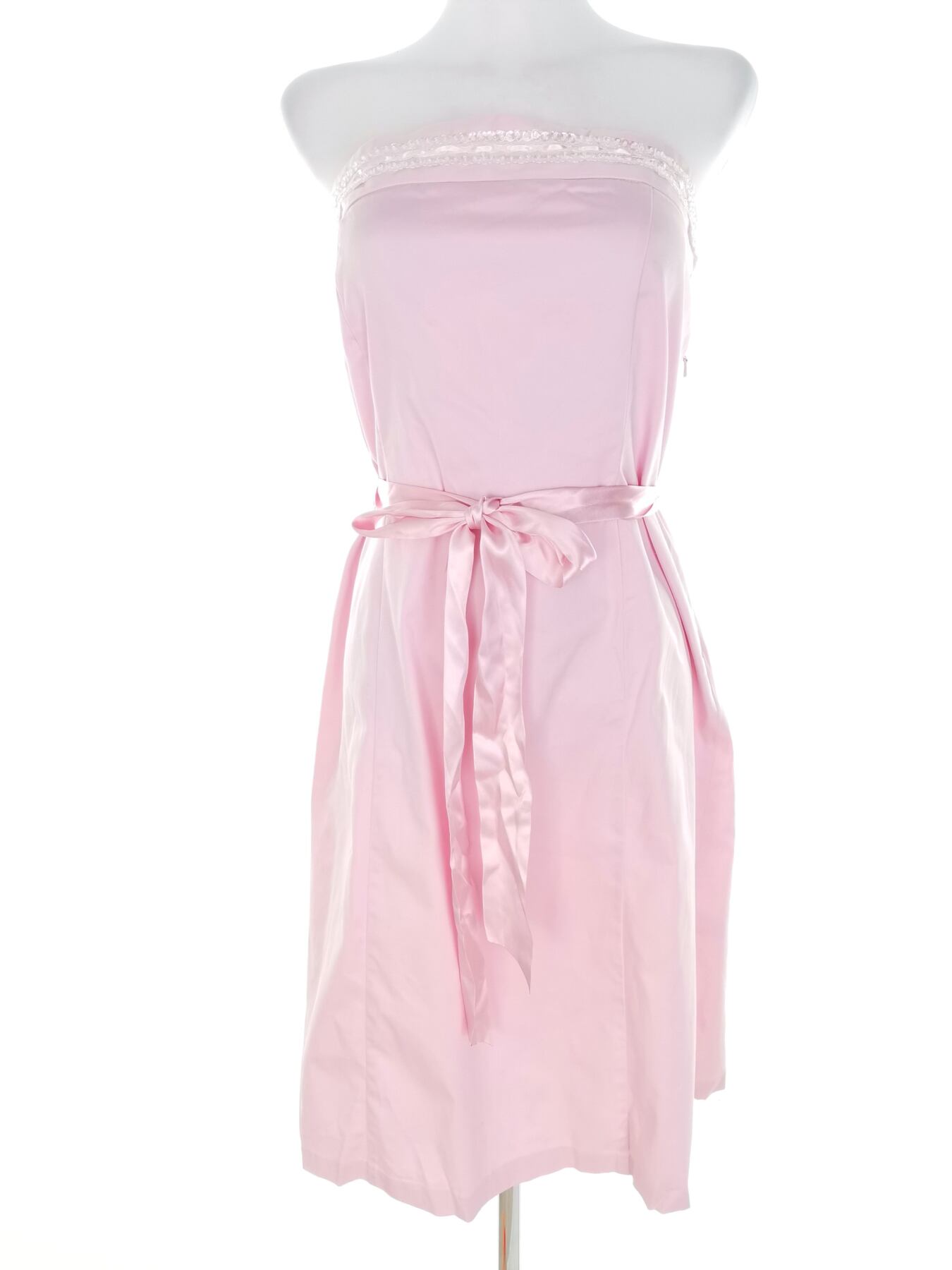 For Women Rozmiar 14 (40) Kolor Różowy Odkryte Ramiona Suknia Balowa Sukienka Wieczorowa Bezrękawnik Do Kolan Materiał Bawełna