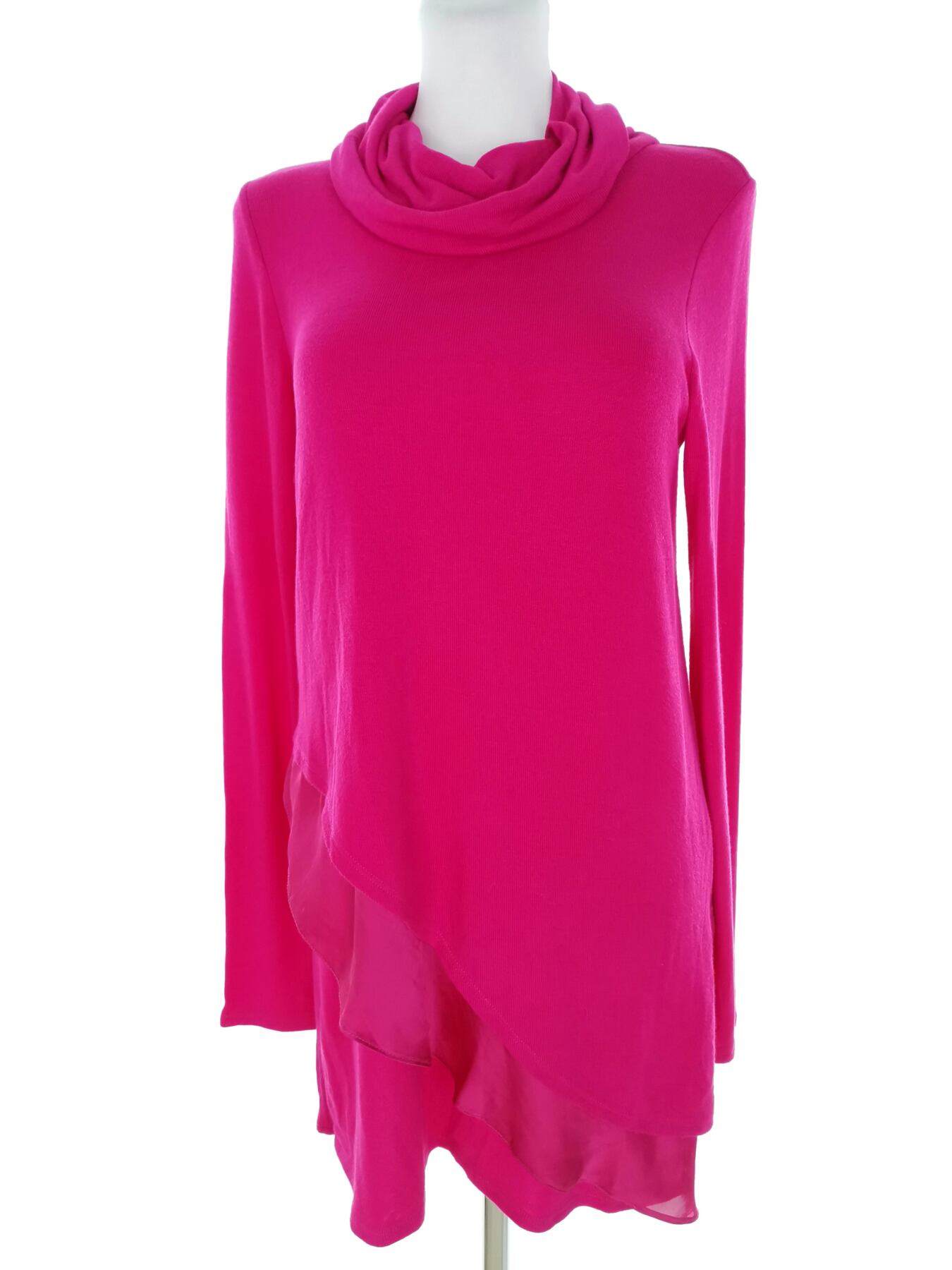 Phase eight Rozmiar 10 (38) Kolor Różowy Drapowany dekolt Sukienka Sweterkowa Długi rękaw Do Kolan Materiał Wiskoza