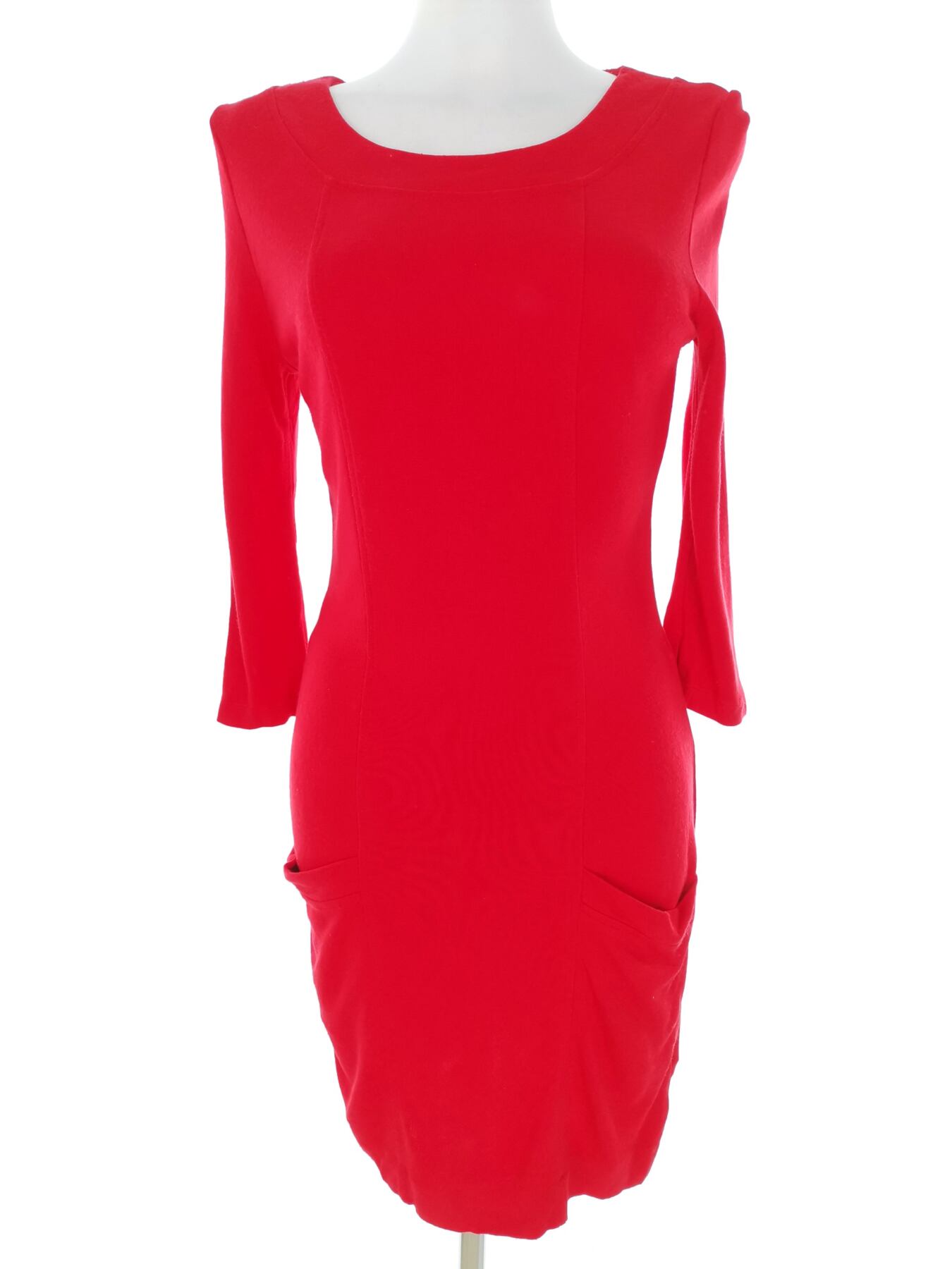 ASOS Rozmiar 10 (38) Kolor Czerwony Okrągły dekolt Sukienka Ołówkowa Rękaw 3/4 Do Kolan Materiał Wiskoza