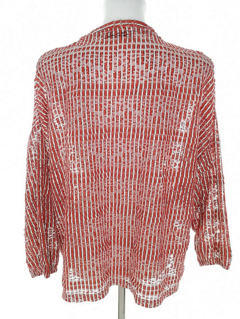 IMG_20230118_131945.jpg Rozmiar 16 (44) Kolor Pomarańczowy Pasy Crew Neck Bluzka Rękaw 3/4