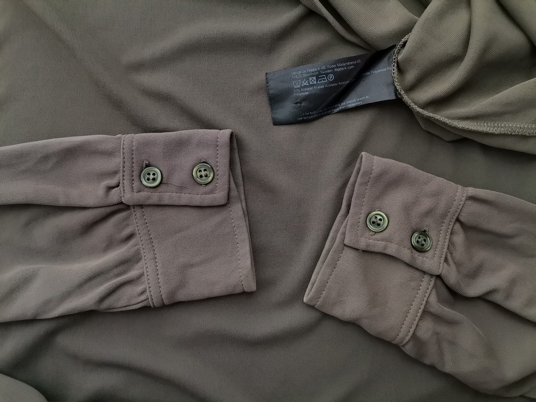 IMG_20230119_113107.jpg Filippa k Rozmiar XS Kolor Khaki Crew Neck Sukienka Prostokątna Długi rękaw Do Kolan